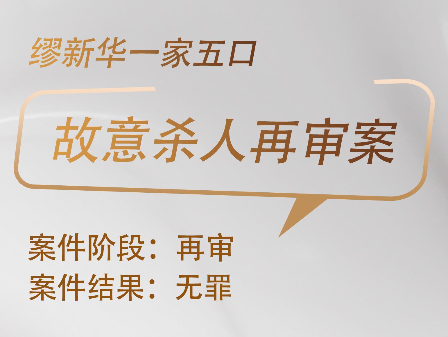 毛立新、王耀刚、高文龙、张旭华等律师承办：缪新华一家五口故意杀人再审案获无罪 