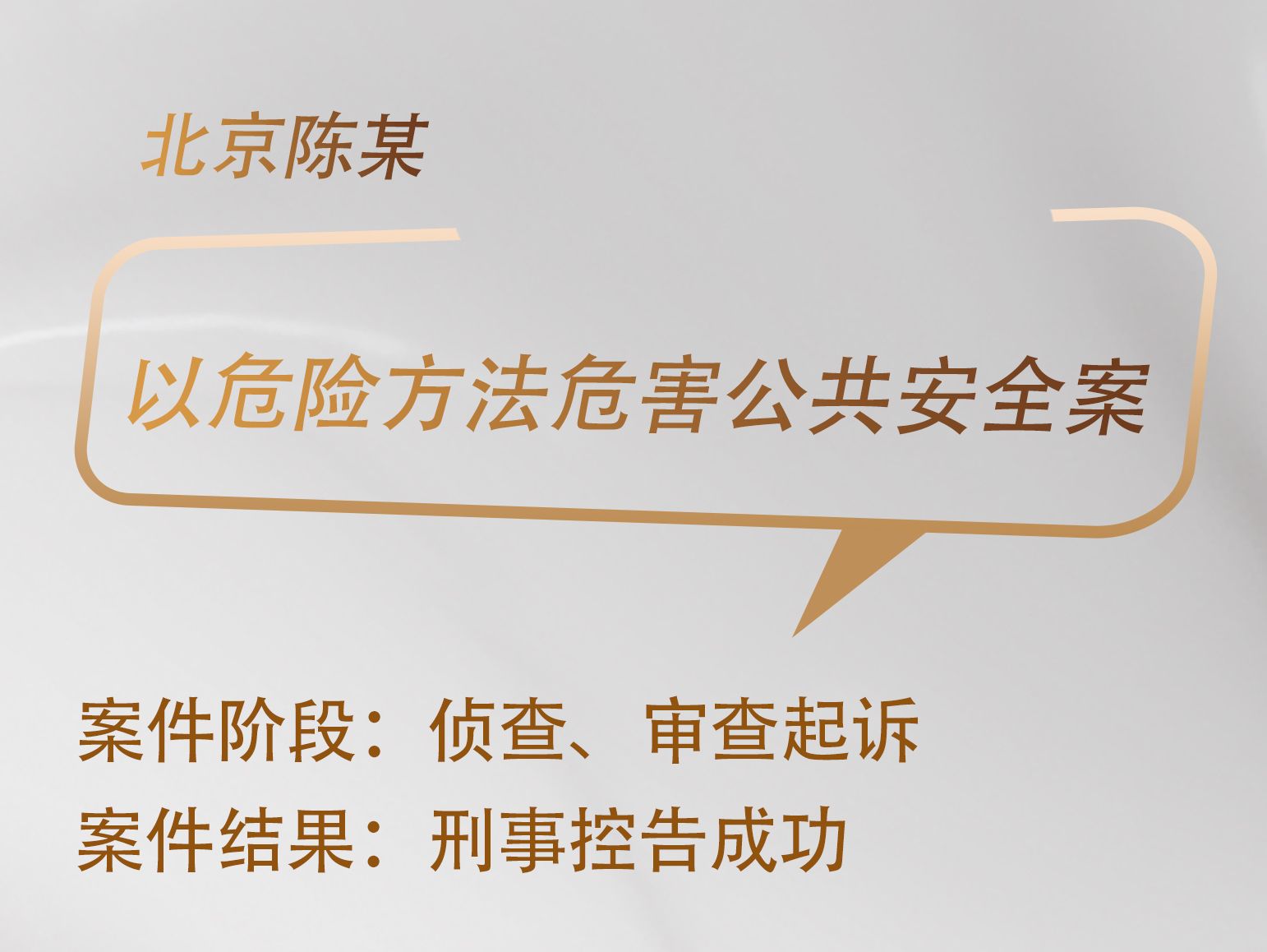 王帝律师承办：刑事控告北京张某涉嫌以危险方法危害公共安全案